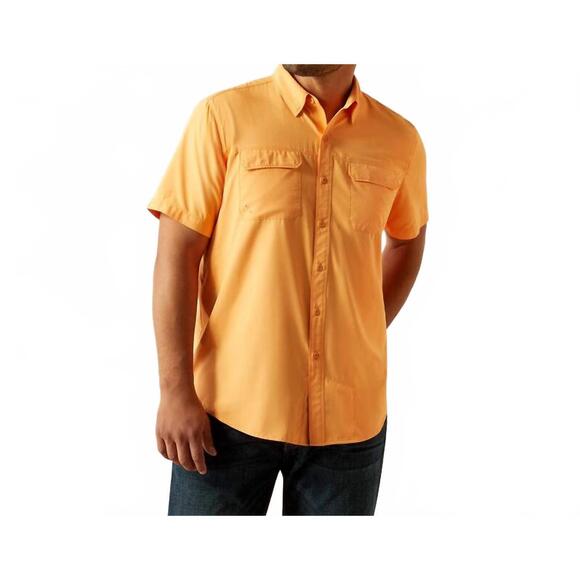 NEW ARIAT venttek outbound fitted shirt in orange